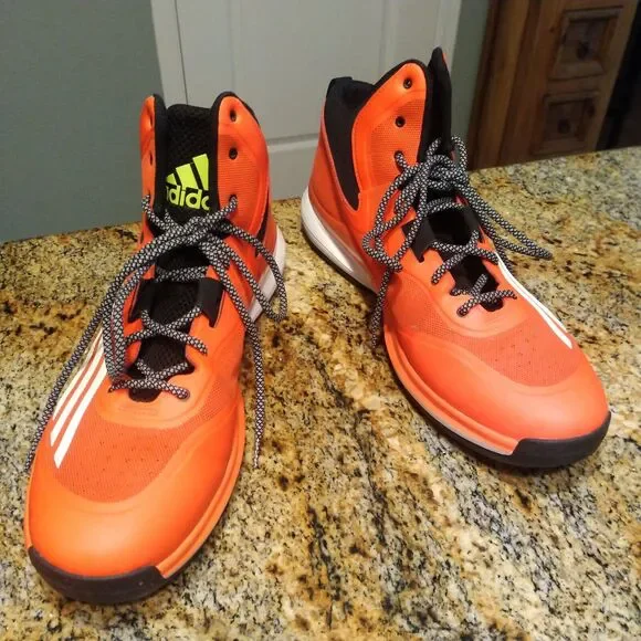 Rare 2014 Adidas Mens Basketball Shoes Sneakers Orange Black Lace Up S84205 14.5